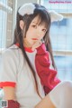 Coser @ 桜 桃 喵 Vol.091: 红色 体操服 (44 photos)